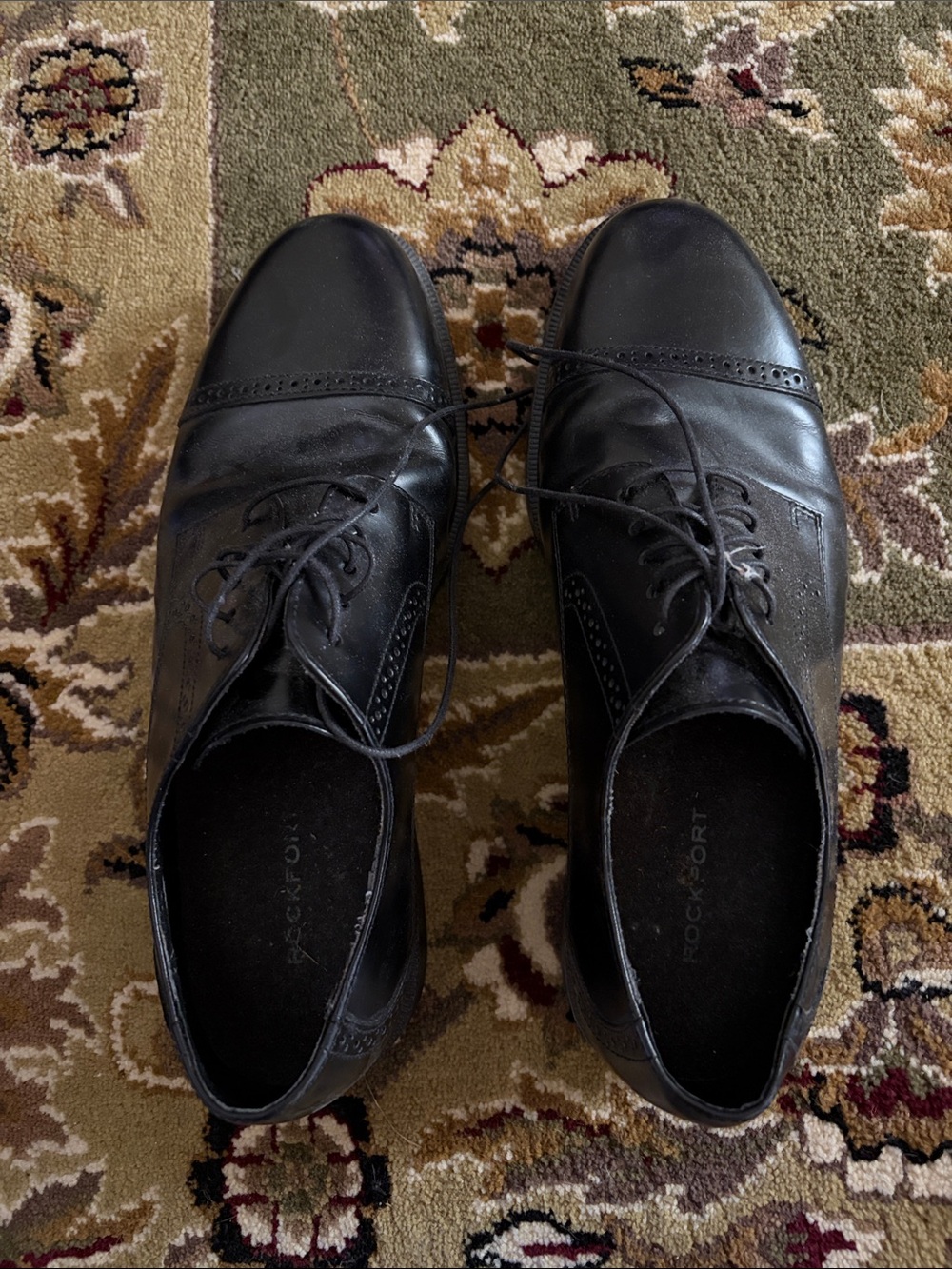 Rockport Black Leather Lace-Up Derby Dress Shoes